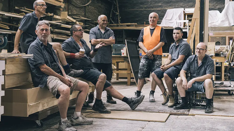 Group picture of factory workers