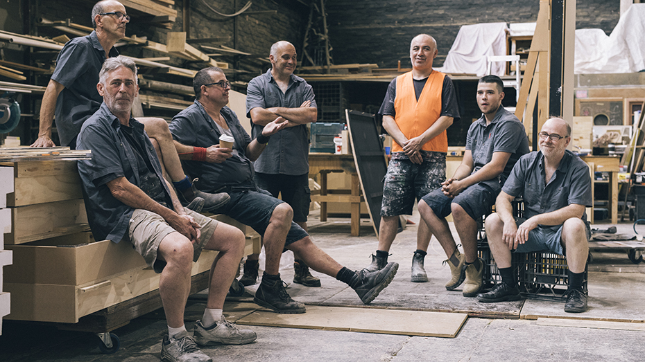 Group picture of factory workers